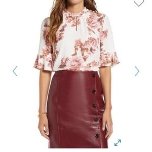 RACHEL PARCELL - Keyhole Flounce Sleeve Blouse